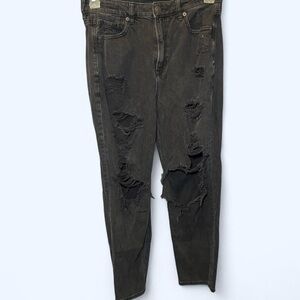 American Eagle black distressed straight leg jeans